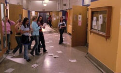 Movie image from North Shore High School (hallway/bathroom)