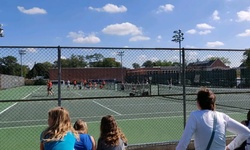 Real image from A match on the tennis court at Stanford.