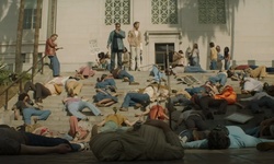 Movie image from The building with the protesters