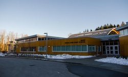 Real image from Devil's Kettle High School (gym/exterior)